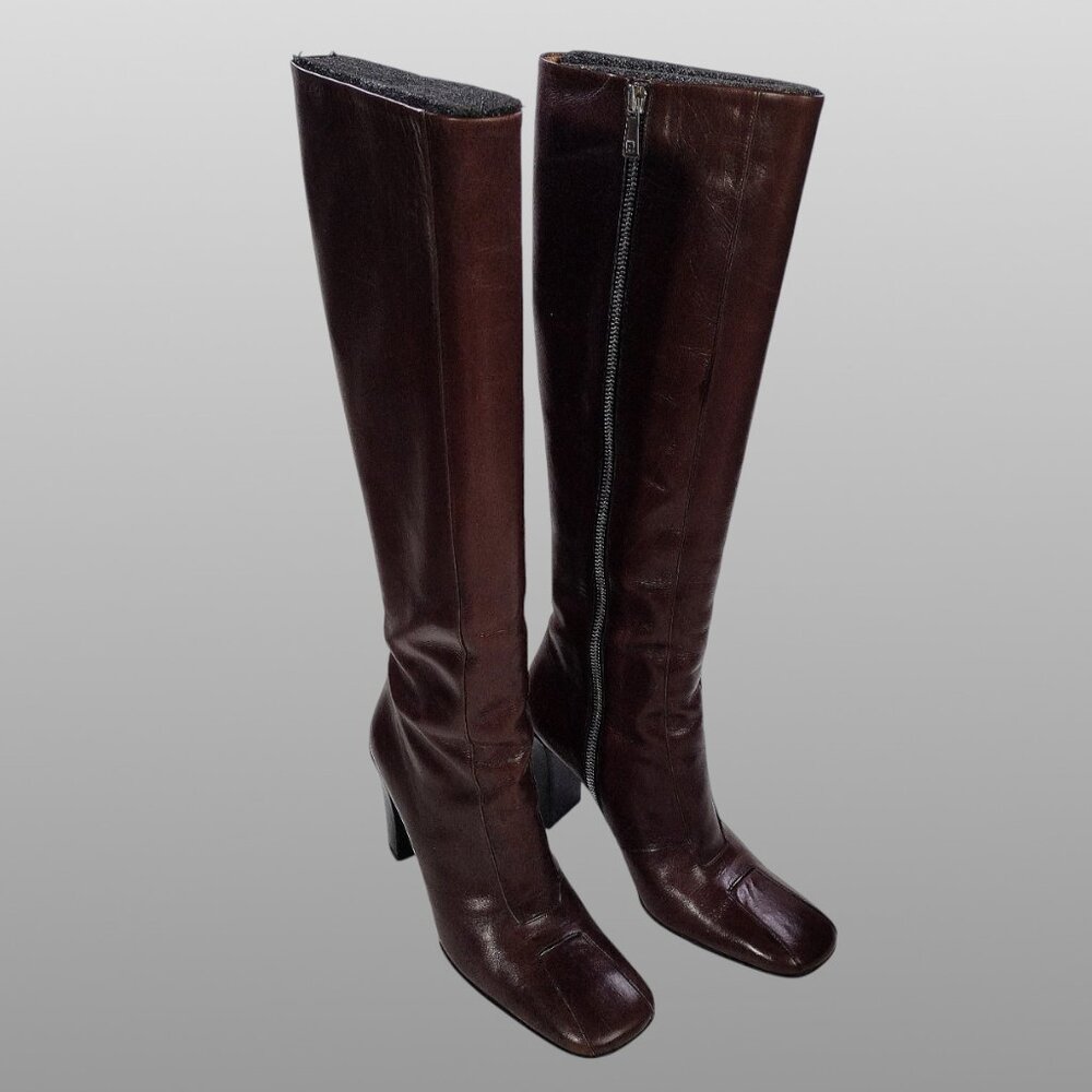 Bally CHADRA Italy Knee High Leather Boots Deep Plum 37 EU 6.5 US